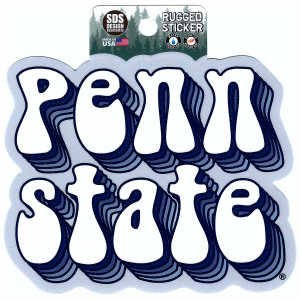 rugged sticker Penn State in 70s bubble style text